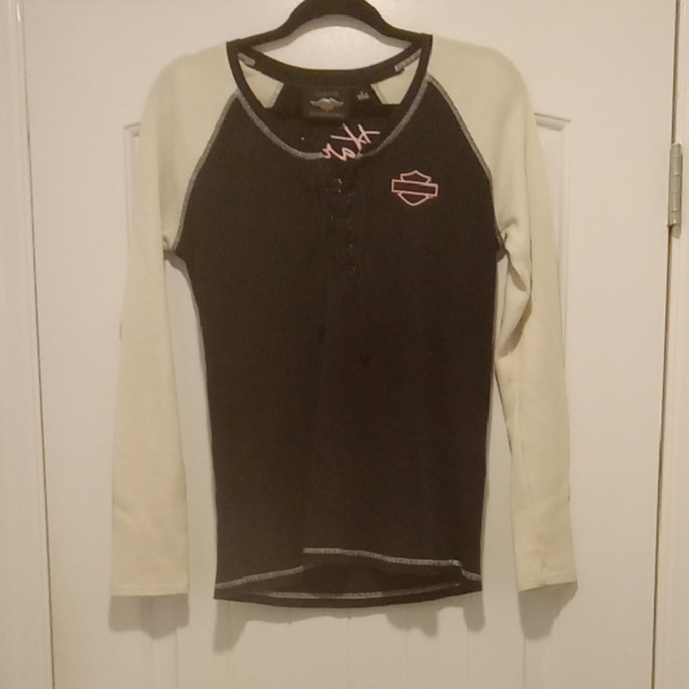 Harley-Davidson Black and Cream Raglan Shirt